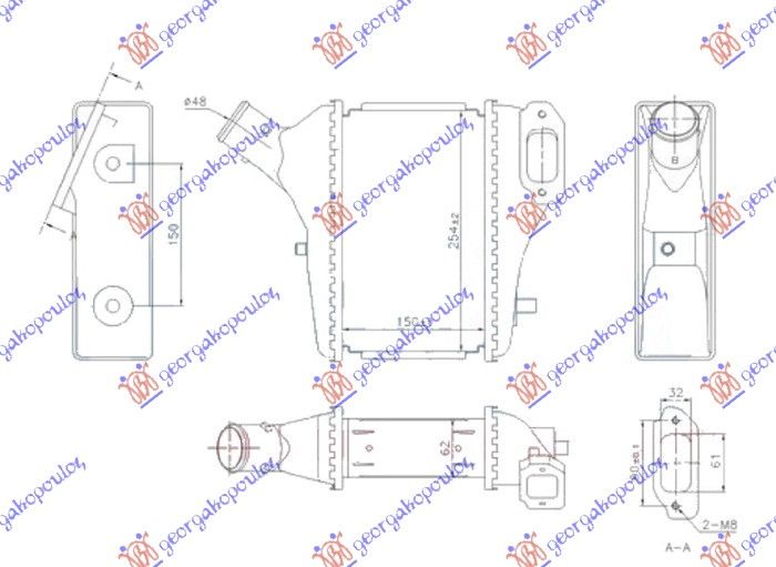 Hladnjak interkulera 1.6-2.2 i-dtec dizel (150X255X62)
