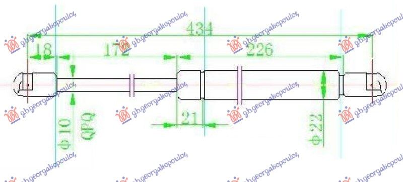 Amortizer gepek vrata hatchback (435L-500N)