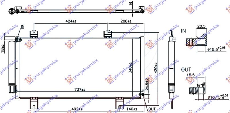 Hladnjak klime 1.3-1.5 benzin (737×353×16)