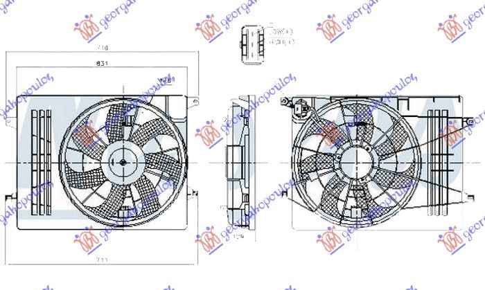 Ventilator hladnjaka komplet jednini benzin (460 MM) (3 PINA)