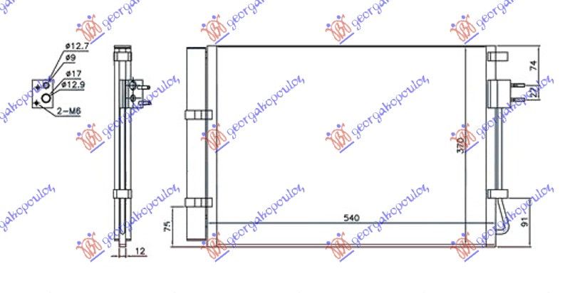 Hladnjak klime 1.2-1.4i benzin (520×370×12)