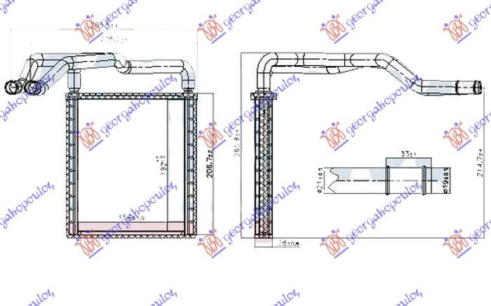 Hladnjak kabine 1.0 t-gdi-1.2-1.4 cvvt benzin - 1.1-1.4 crdi dizel (154X192X26) (O)