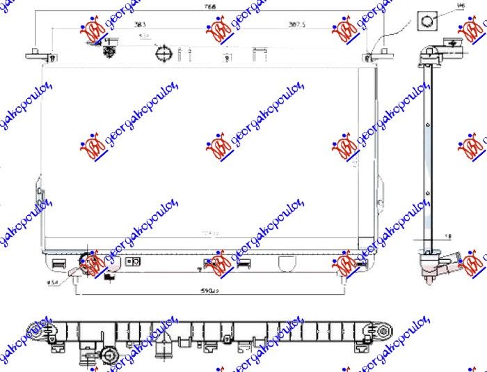 Hladnjak motora 2.0i – 2.4i – 2.5i – 2.7i benzin (400X724)