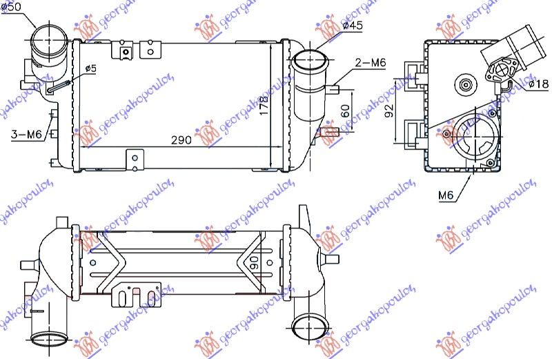 Hladnjak interkulera 1.6 t-gdi benzin (290X178X90)