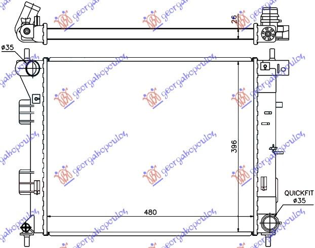 Hladnjak motora 1.6 crdi dizel ručni (480X395X26)