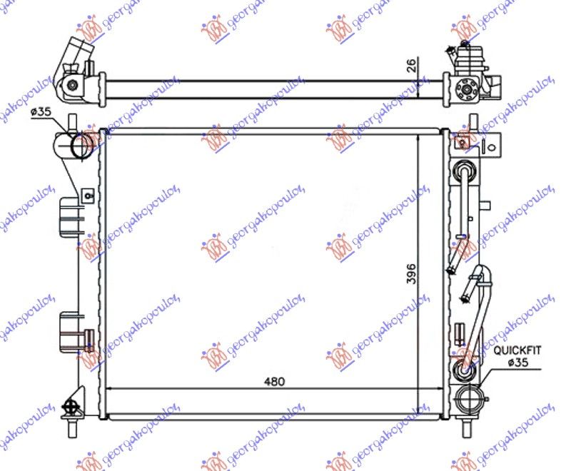 Hladnjak motora 1.6 crdi dizel automatik (480X395X26)