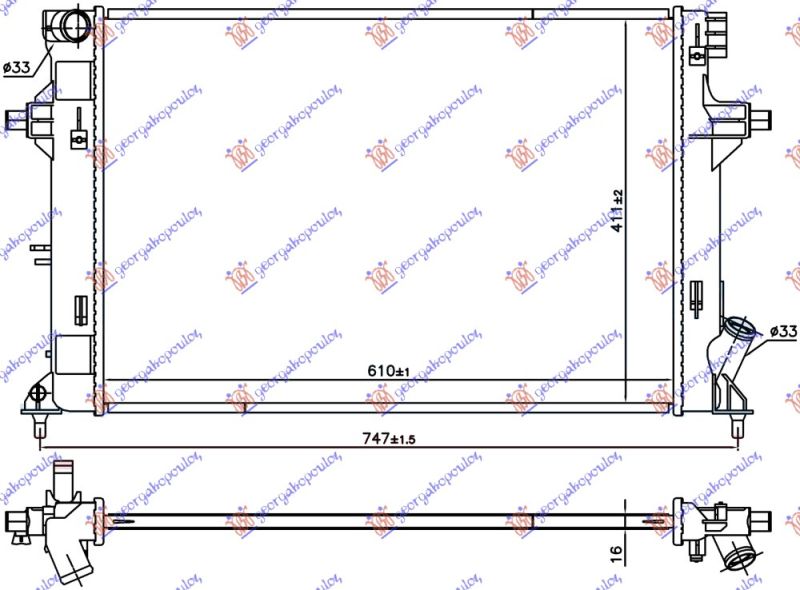 Hladnjak motora 1.4/1.6 mpi benzin ručni (610X411X16) (KOYO)