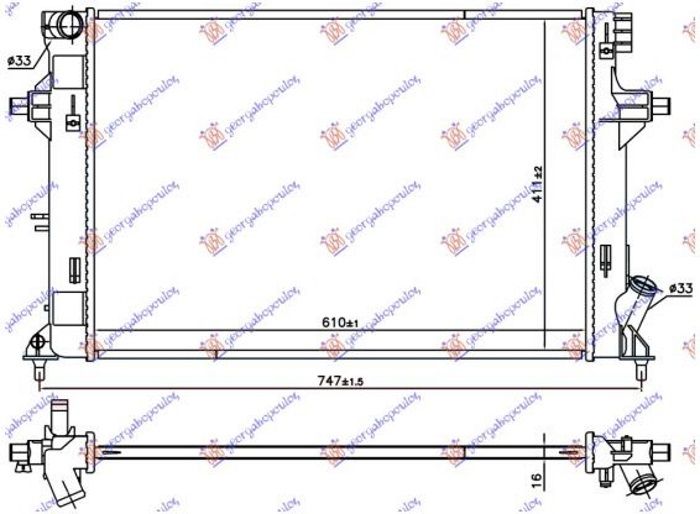 Hladnjak motora 1.4/1.6 mpi benzin ručni (610X411X16)