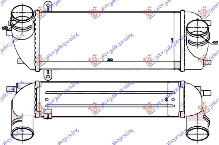 Hladnjak interkulera 2.0-2.2 crdi dizel (360X150X90) (ALUMINIJ)