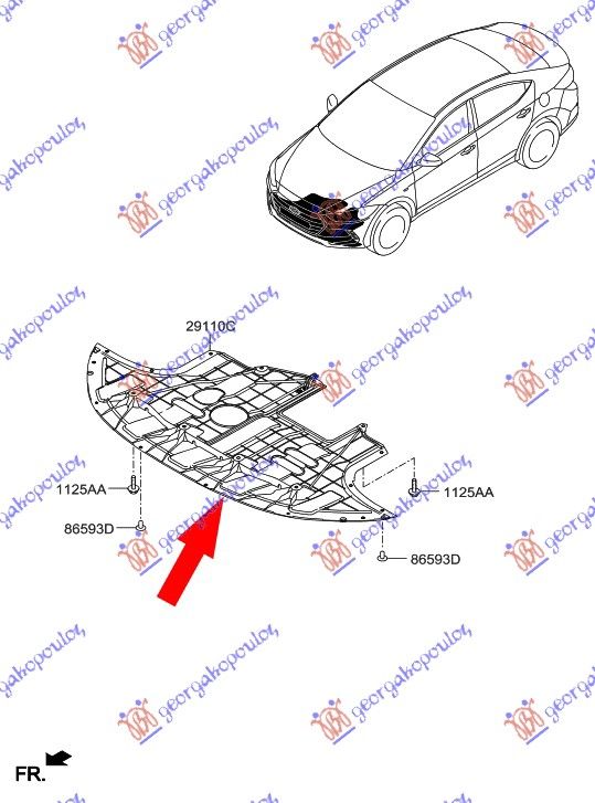 Zaštita motora ispod branika plastična