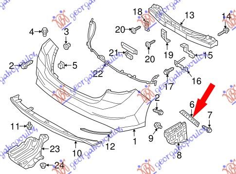 Nosač zadnjeg branika gornja plastični