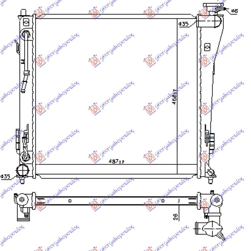 Hladnjak motora benzin +/-a/c a/t (487X468)