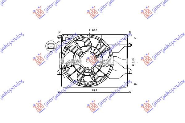 Ventilator hladnjaka komplet jednini 1.6-2.0 benzin (465 MM) (3 PINA)