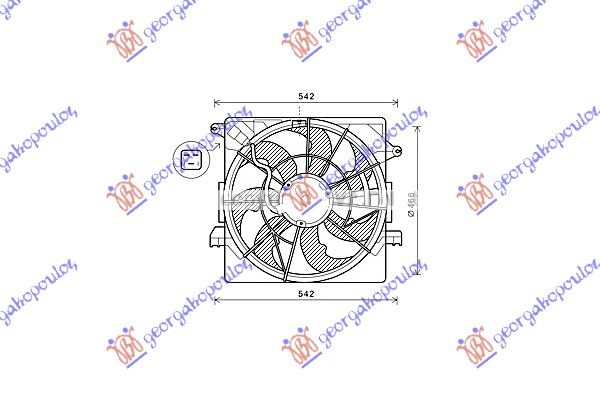 Ventilator hladnjaka komplet jednini 1.7 crdi dizel (465 MM) (3 PINA)