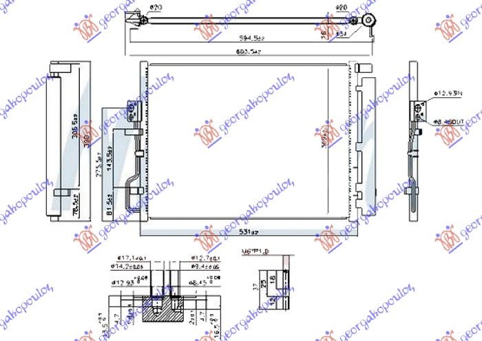 Hladnjak klime 1.6 gdi turbo benzin - 1.7-2.0 crdi dizel (495×385×16) (ČEŠKA)