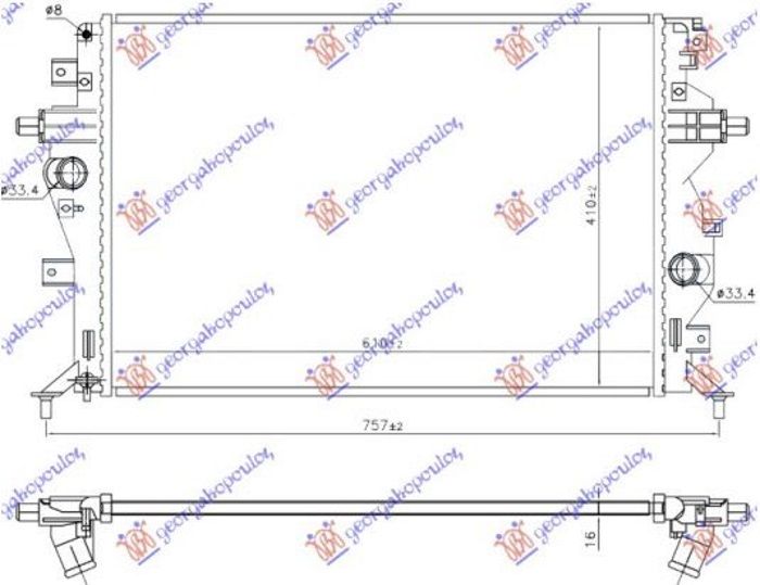 Hladnjak motora 1.6 benzin/hibrid (610X410X16) (KOYO)