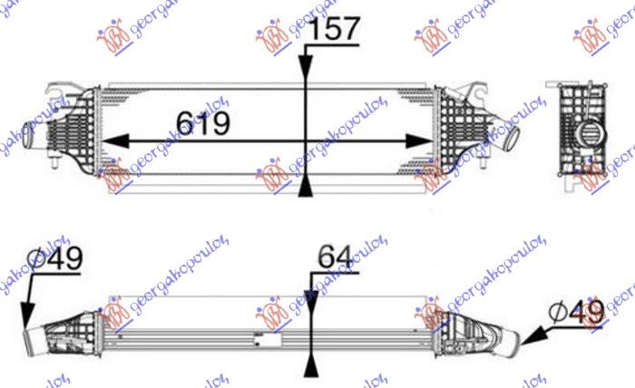 Hladnjak interkulera 2.2 d dizel (620X160X65) (MAHLE BEHR PREMIUM LINE)