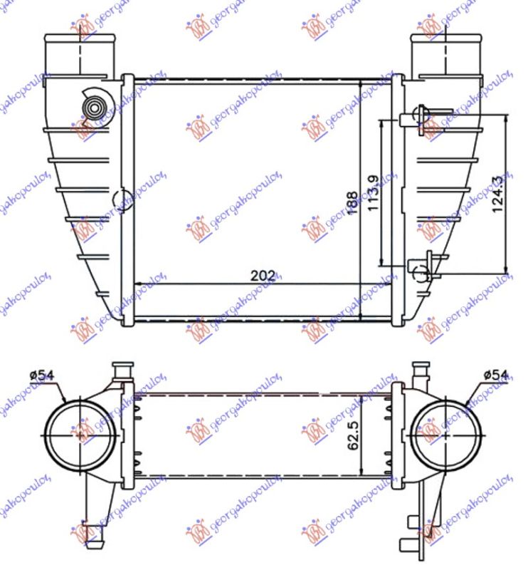 Hladnjak interkulera 2.0 tfsi benzin – 2.0 tdi dizel (200X190X63)