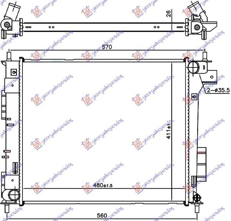 Hladnjak motora 1.6 crdi ručni (48.0X41.1X2.6)