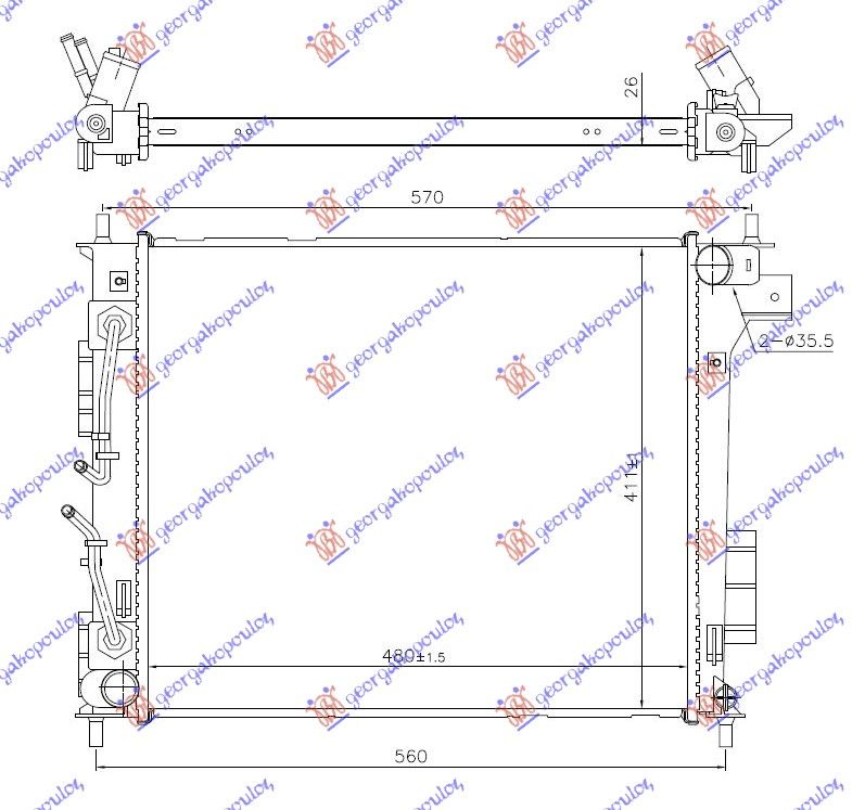 Hladnjak motora 1.6 crdi automatik (48.0X41.1X2.6) (NISSENS)
