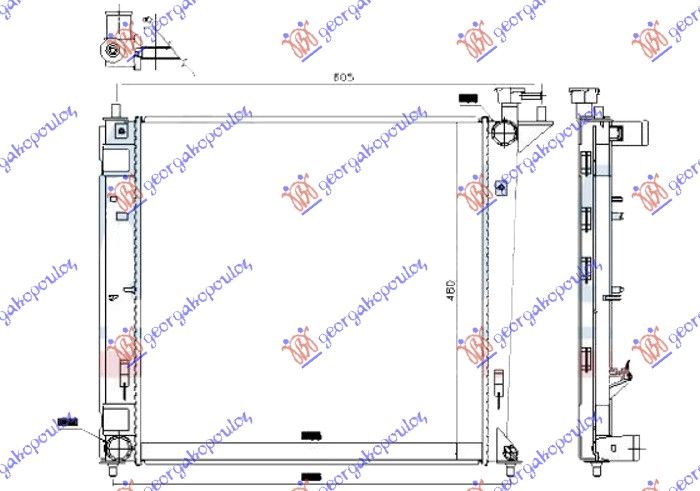Hladnjak motora 1.7 crdi dizel ručni (480X480X16)
