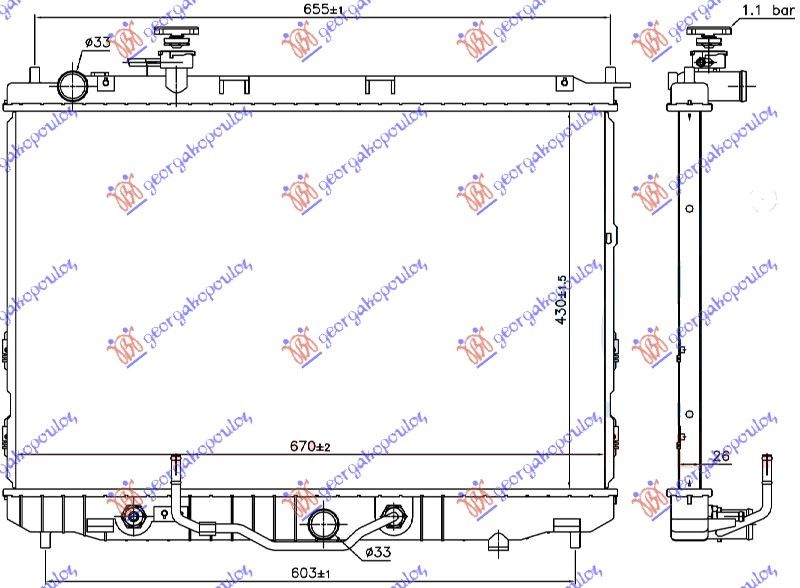 Hladnjak motora 2.0i 16v automatik (43X67X26)