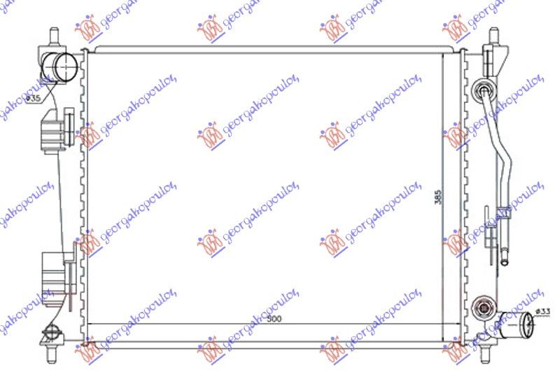 Hladnjak motora benzin 1.4 16v/1.6 16v (AUTO) (500X380)