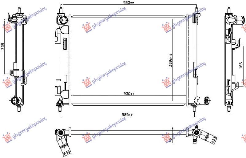 Hladnjak motora 1.2–1.4 benzin (480X375X16) (KOYO)