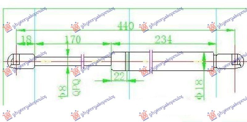 Amortizer gepek vrata 3 vrata (440L-470N)