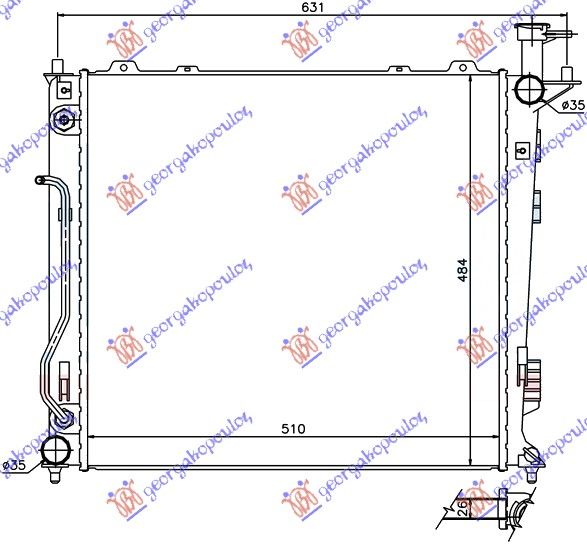 Hladnjak motora 2.0–2.2 crdi (51X48.3X26) ručni/automatik