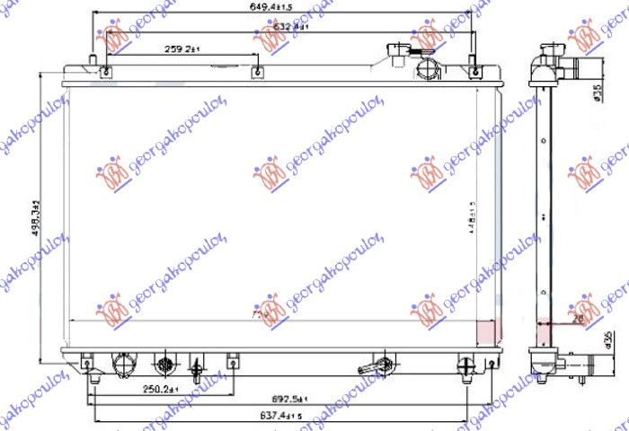 Hladnjak motora 3.0 (RX300) benzin automatski (450X730X26)