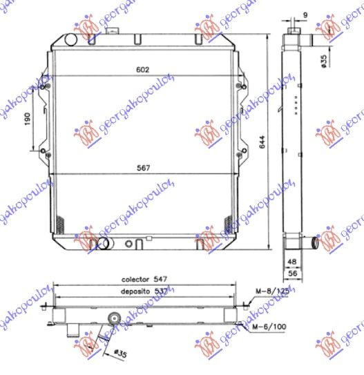 Hladnjak motora 2.4 c.c turbo dizel 4wd (55X52.5X3.7) (KOYO)