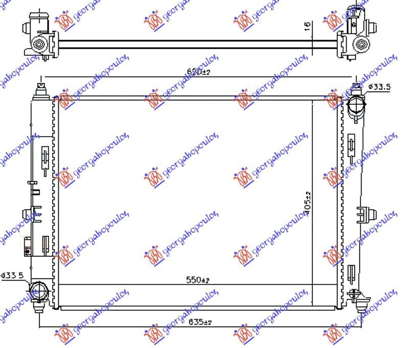 Hladnjak motora 1.5–2.0 benzin ručni (550X400X16) (KOYO)