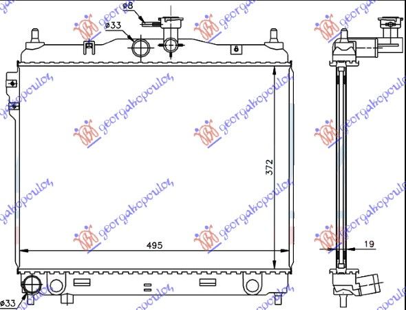Hladnjak motora 1.6 cc +/- klima (50X38) (VENTILATOR 23 CM)