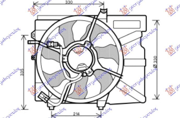 Ventilator hladnjaka komplet benzin +/- a/c (DONJE KONZOLE 215 MM)
