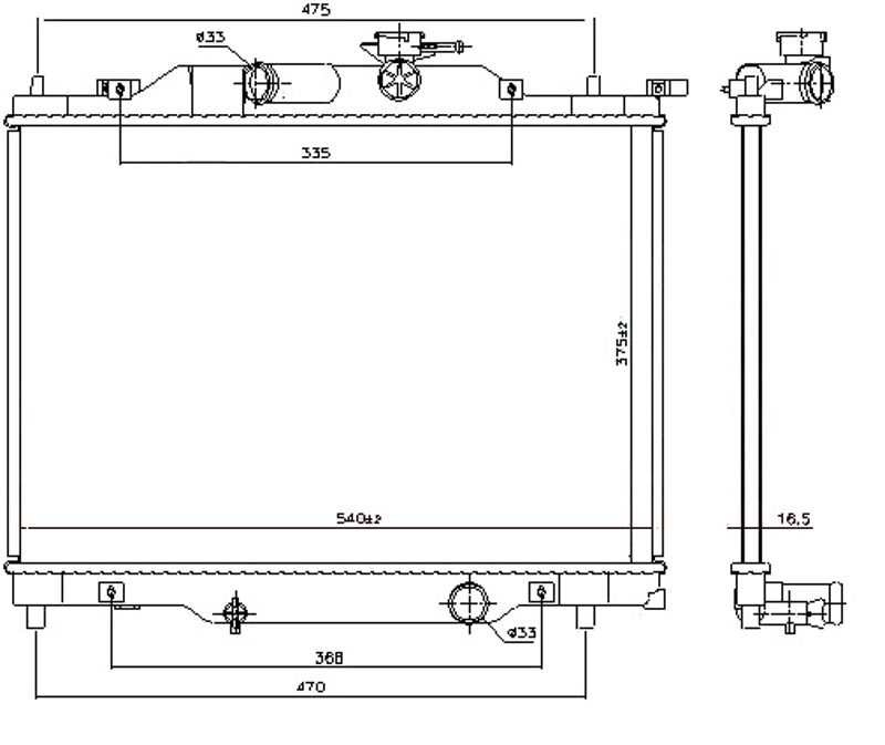 Hladnjak motora 1.5 i benzin (375X540X16) (KOYO)