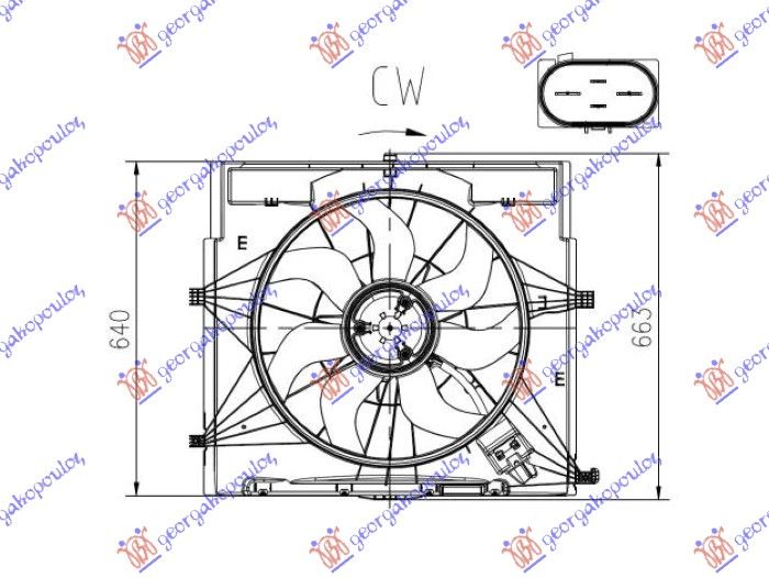 Ventilator hladnjaka komplet 2.2 dizel (500 MM) (4 PIN)