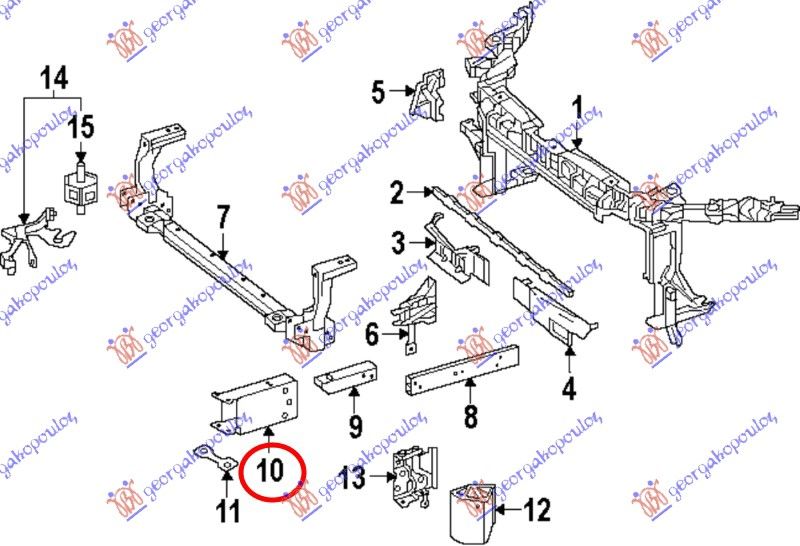 Nosač prednjeg branika  aluminijski