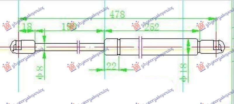 Amortizer gepek vrata karavan (479L-580N)