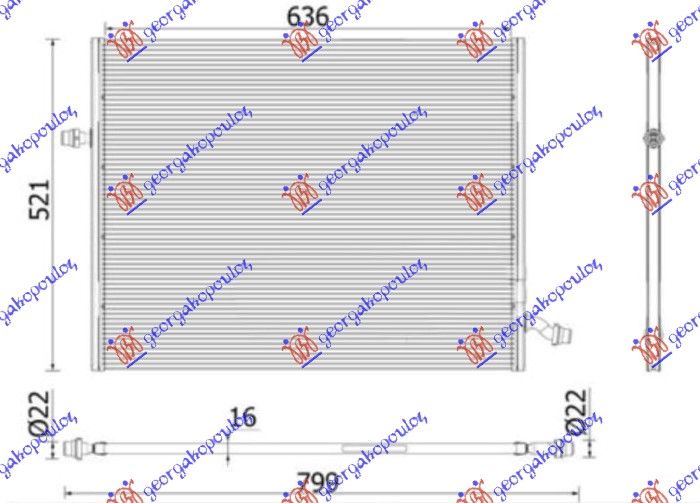 Hladnjak motora dodatni (3.0-4.7-5.5-6.0 BENZIN - 3.0-3.5 BENZIN/HIBRID - 2.2 DIZEL/HIBRID - 3.0 DIZEL AUTO) (MAHLE BEHR PREMIUM LINE) (635X509)
