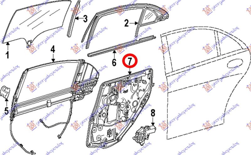 Podizač prozora zadnji električni  (BEZ MOTORA)