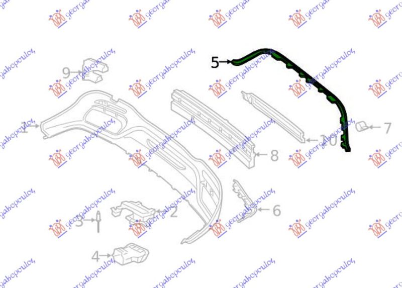 Lajsna spojlera stražnjeg branika krom (S63/S65 AMG)