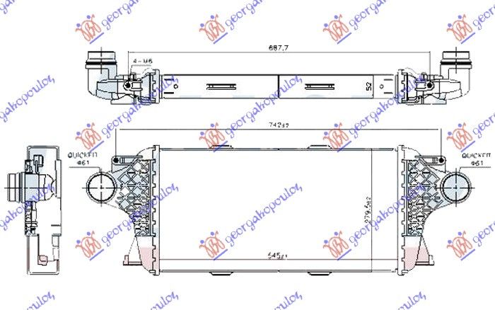 Hladnjak interkulera 3.0 dizel (545X280X50)