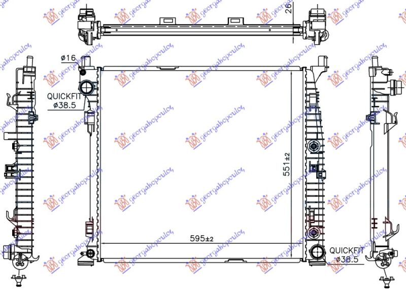 Hladnjak motora za sve modele (595X551X16)