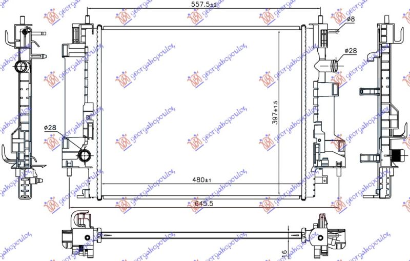 Hladnjak motora 0.9 turbo / 1.0 12v benzin-električni (480X397X16)