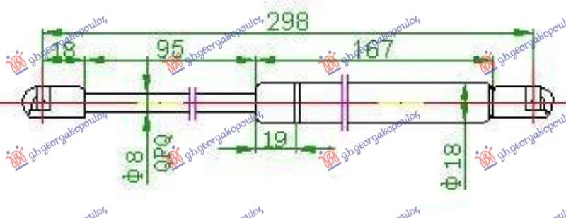Amortizer gepek vrata 00- (298L-650N)