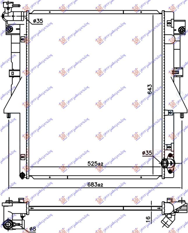 Hladnjak motora 2.4 di-d dizel (525X669X16) (4N15)