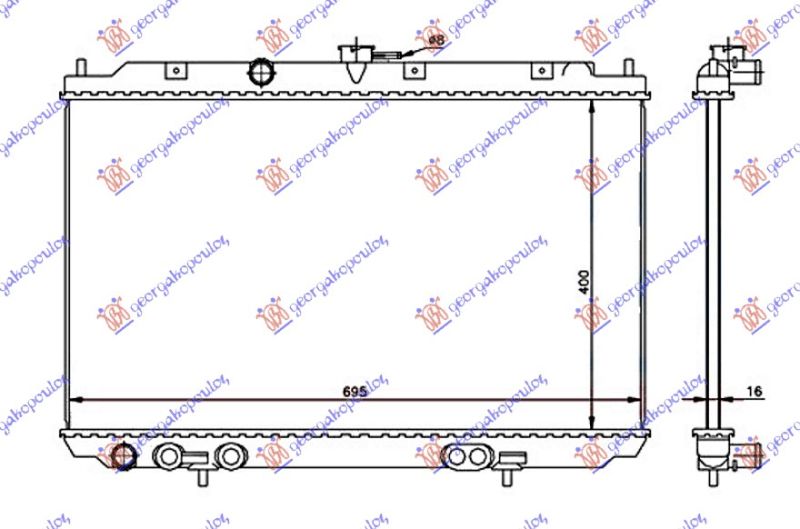 Hladnjak motora 1.8 benzin ručni (400X695X16)
