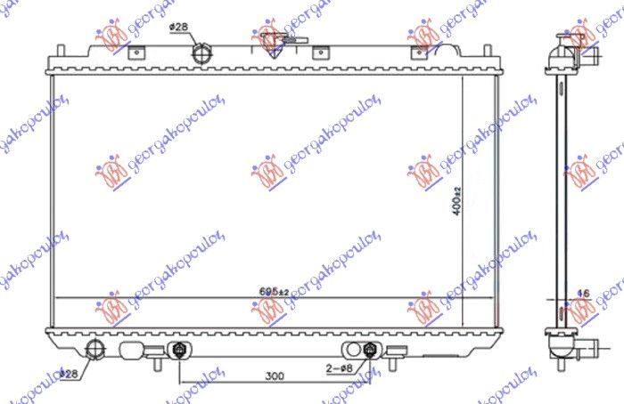 Hladnjak motora 1.8 benzin automatik (400X695X16)