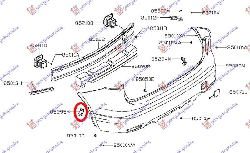 Nosač zadnjeg branika bočni metalni